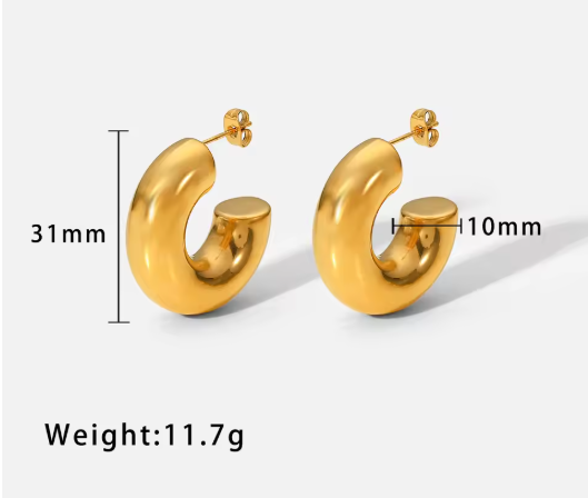 2 Pair Gold Hoop Earrings