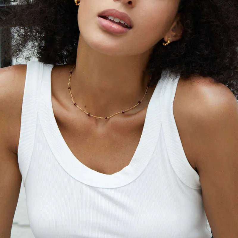 Pure Silver Garnet Pendant Necklace