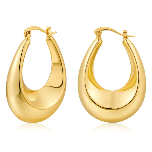 Oval Teardrop Hoop Earrings