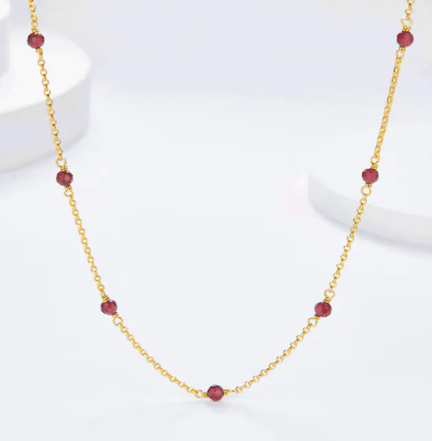 Pure Silver Garnet Pendant Necklace