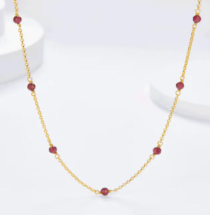 Pure Silver Garnet Pendant Necklace