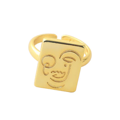 Retro Gold Smiley Face Ring